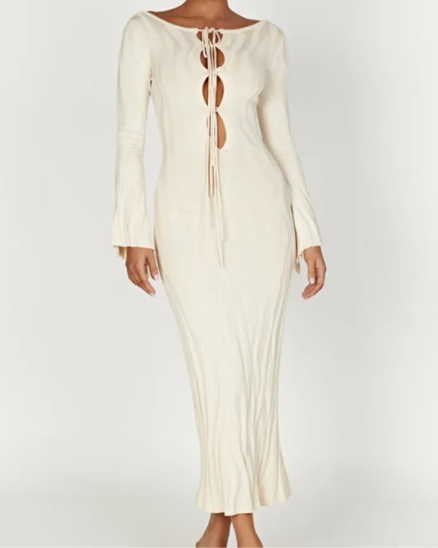 Meshki Brinley Knit Dress in Cream - Image 2