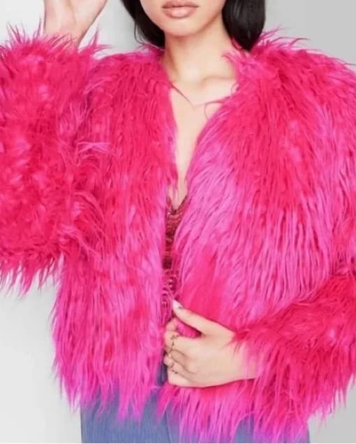 Hot Pink/ Magenta Faux Fur Jacket  - Image 1