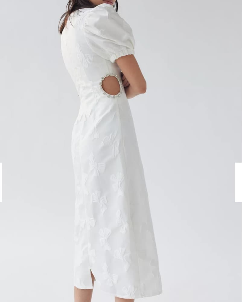 White Puff Sleeve Midi Dress  - Image 4