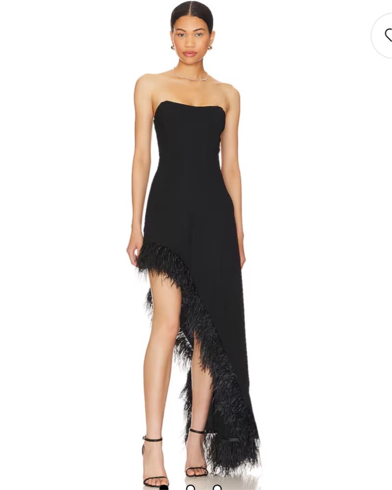 Amanda Uprichard Black Feather Gown - Image 2
