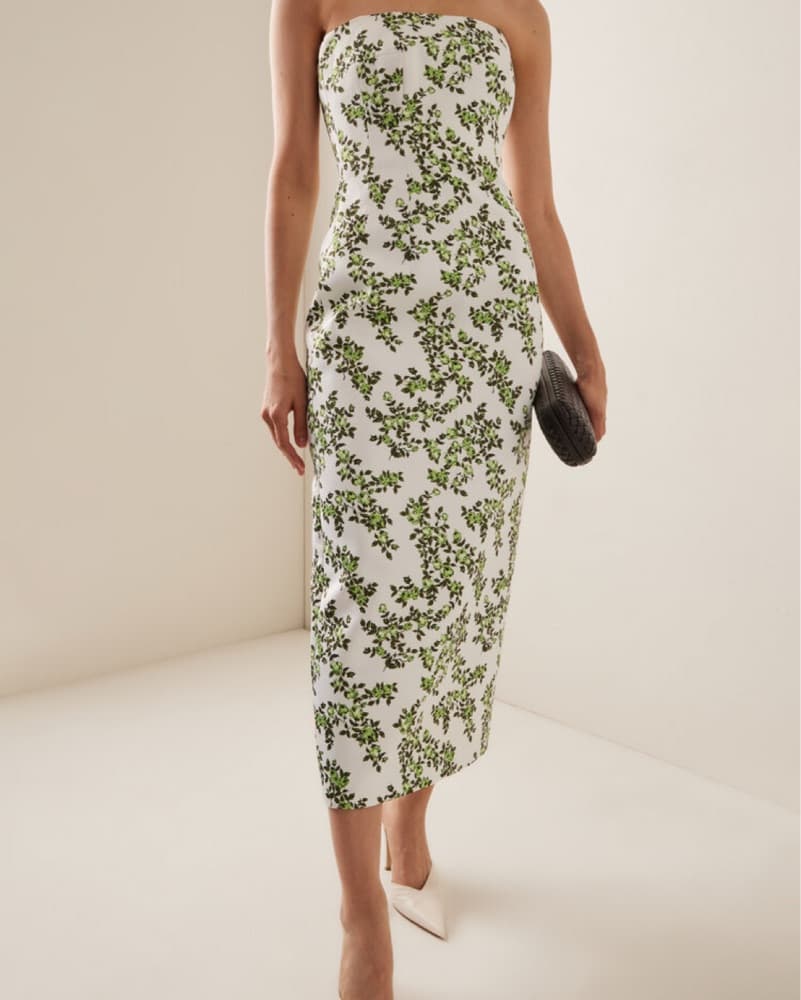 Leila Strapless Taffeta Midi Dress - Image 1