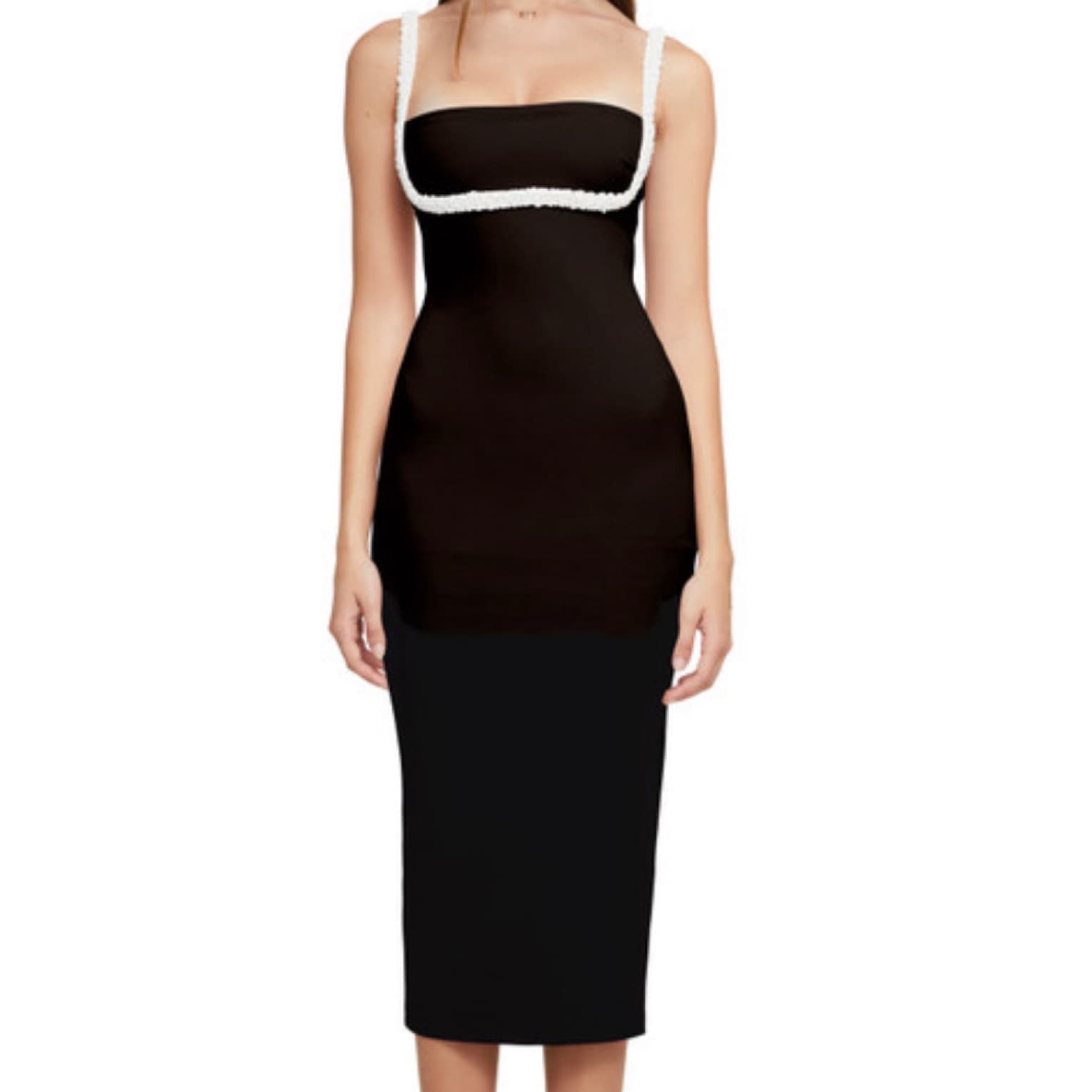 Nookie Black and Pearl Midi Dress - Image 1