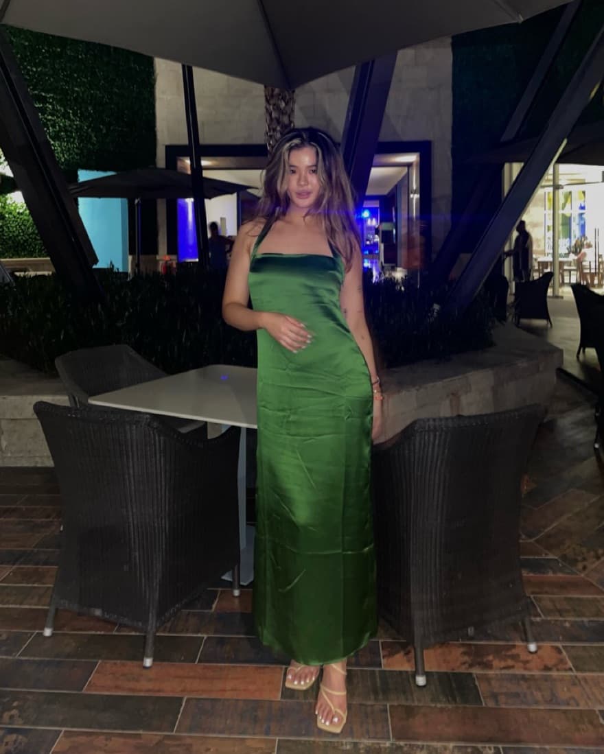 Reformation Green Silk Dress - Image 1