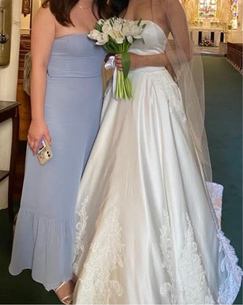 Blue strapless reformation Dress - Image 3