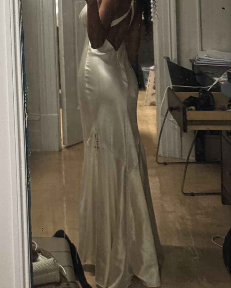 Vintage White Satin Gown - Image 4