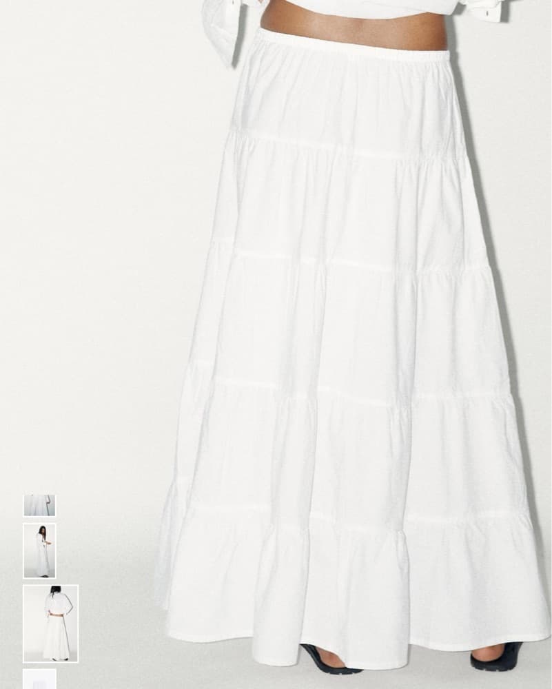 Zara Tiered White Maxi Skirt - Image 4