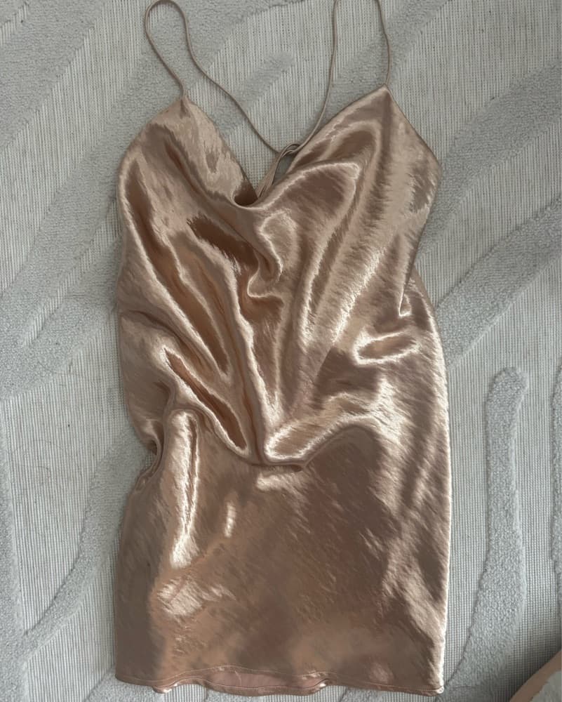 Satin Cowl Neck Midi Dress - Image 1