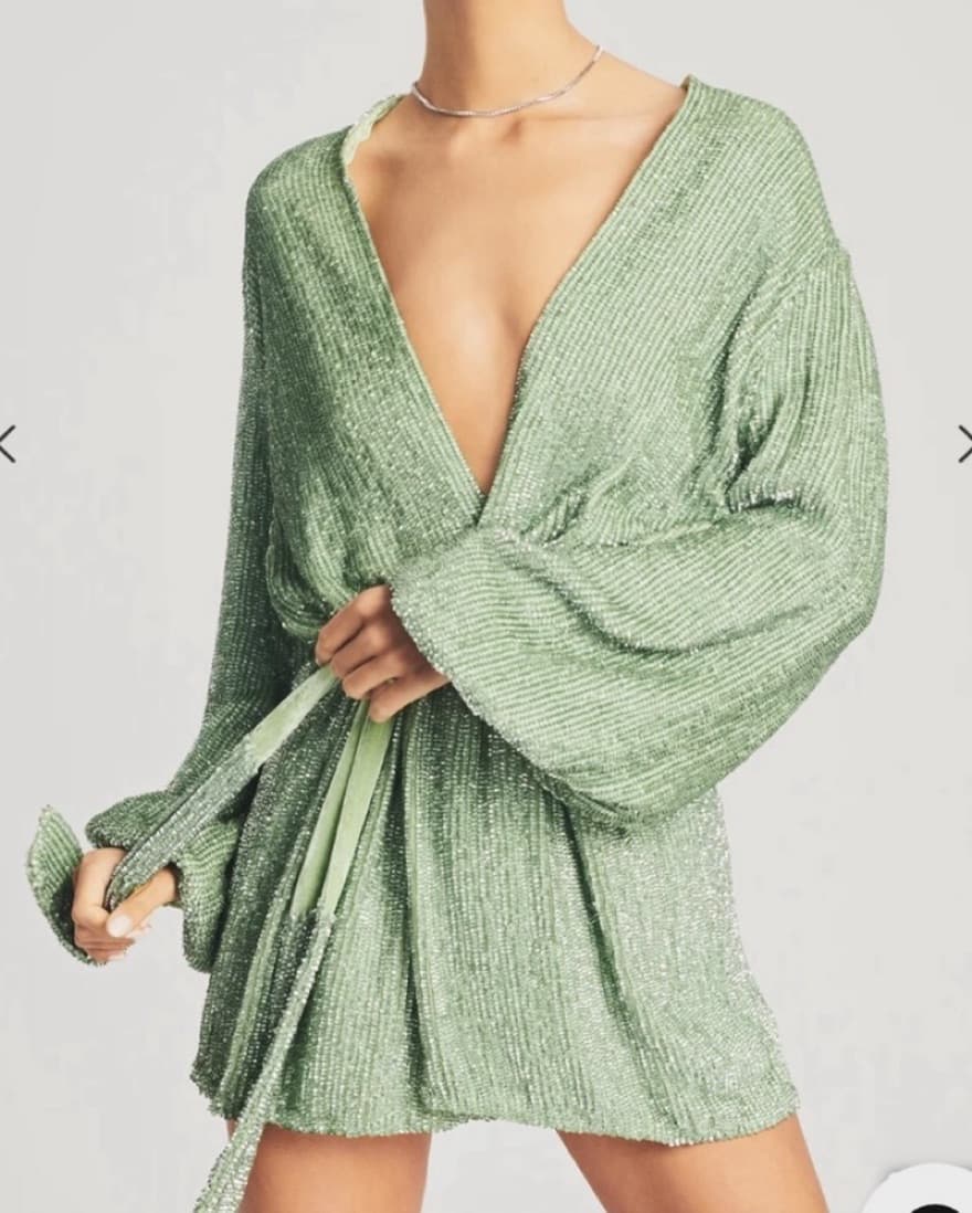 Retrofete Gabrielle Robe Dress in Sage - Image 1
