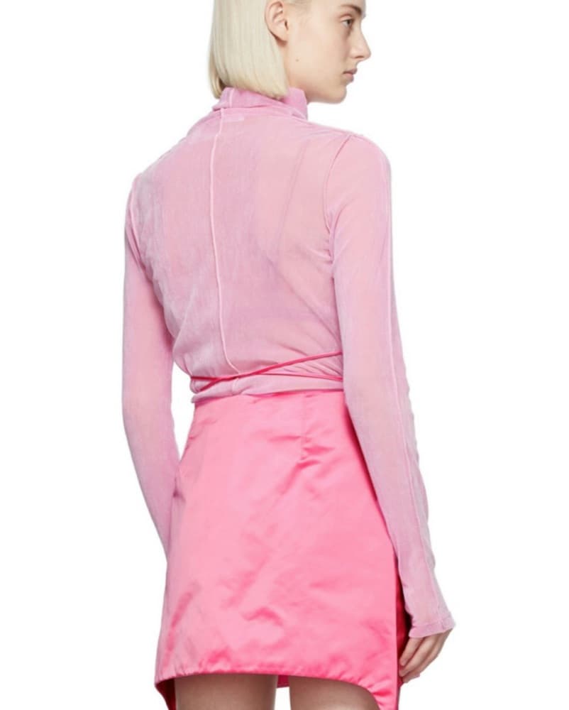 HELMUT LANG Pink Sheer Tulle Turtleneck  - Image 4