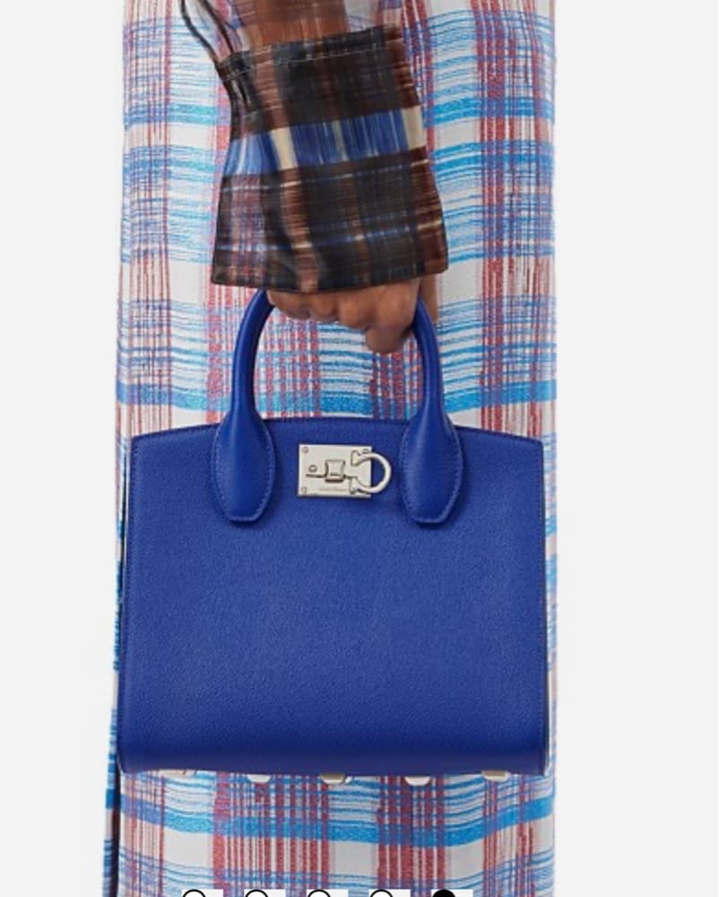 Elegant Blue Structured Satchel - Image 3