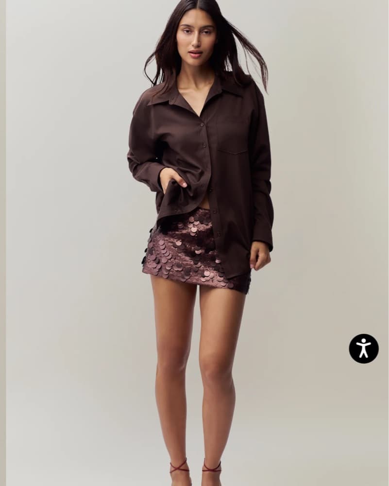 Low Rise Paillette Skirt - Brown Sequin - Image 2