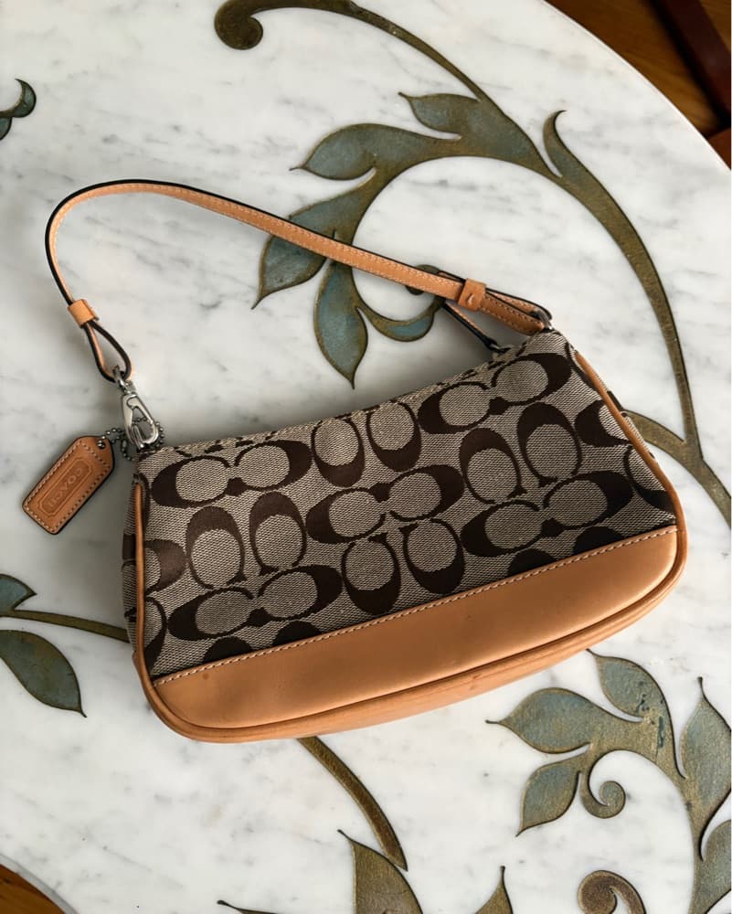 Monogram Coach Shoulder Bag Vintage Tan - Image 3