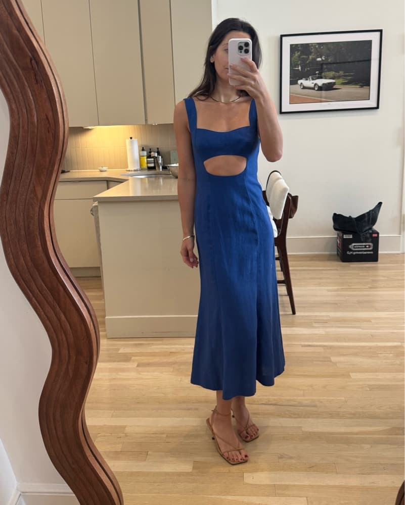 Matthew Bruch Eva Flute Dress Cobalt - Image 3