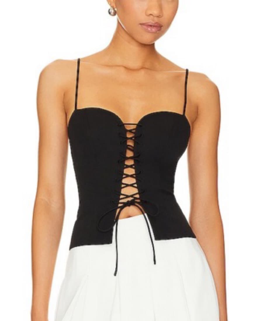 Revolve Black Lace Up Top - Image 1