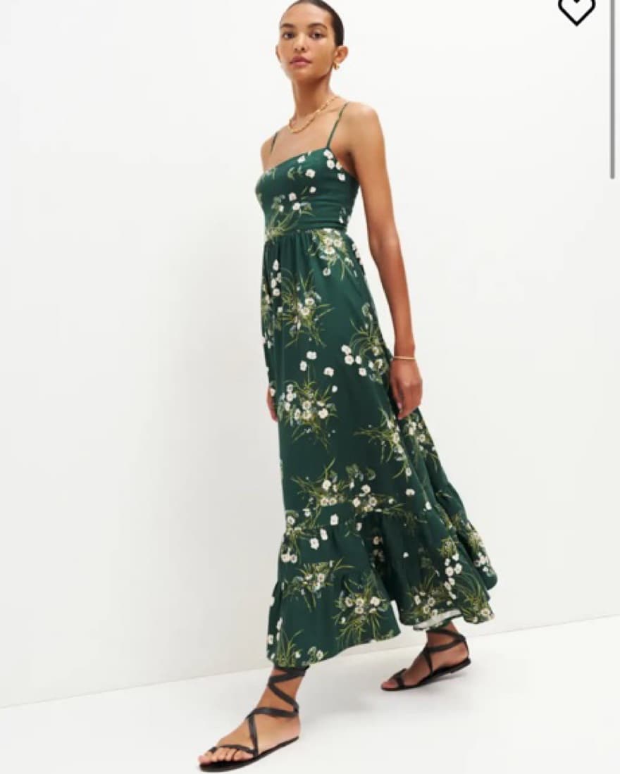 Dark Green Reformation Dress - Image 1