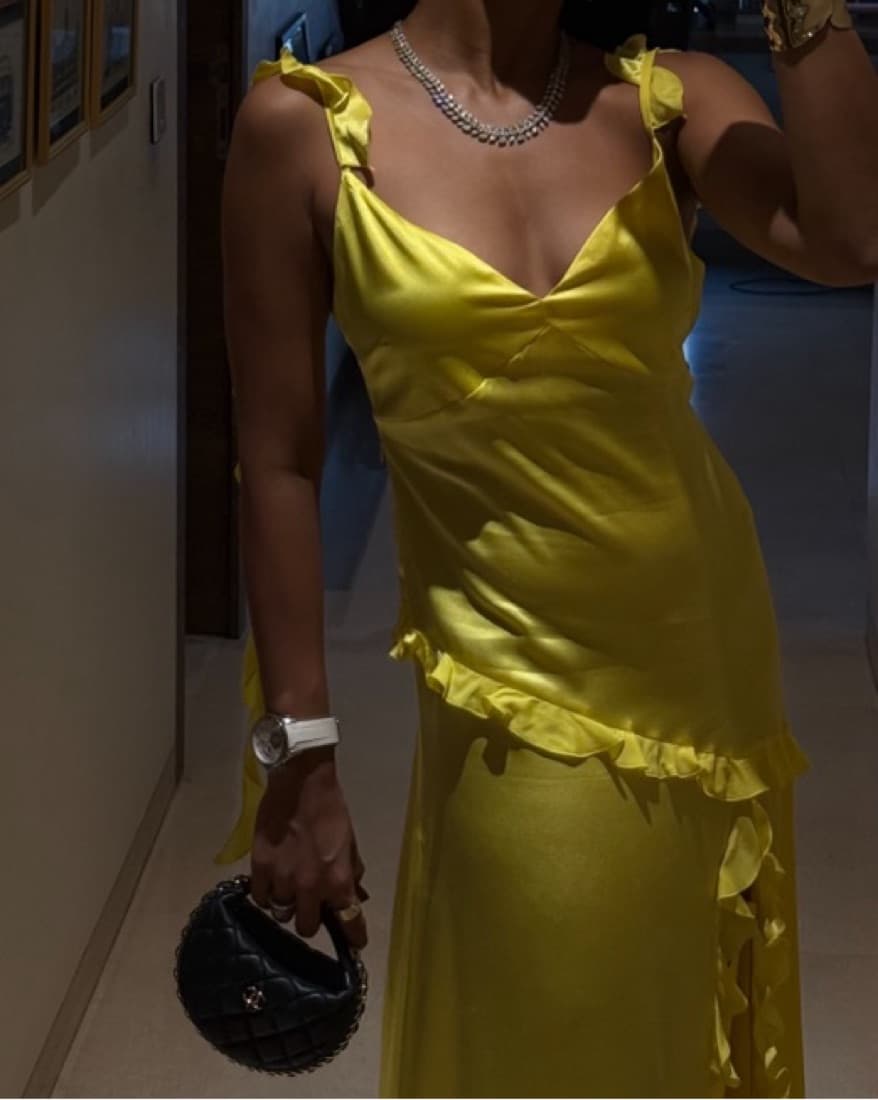 JAAF Yellow Ruffled Maxi Dress - Image 3