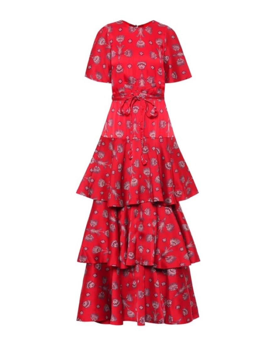 Johanna Ortiz Tiered Red Dress - Image 1