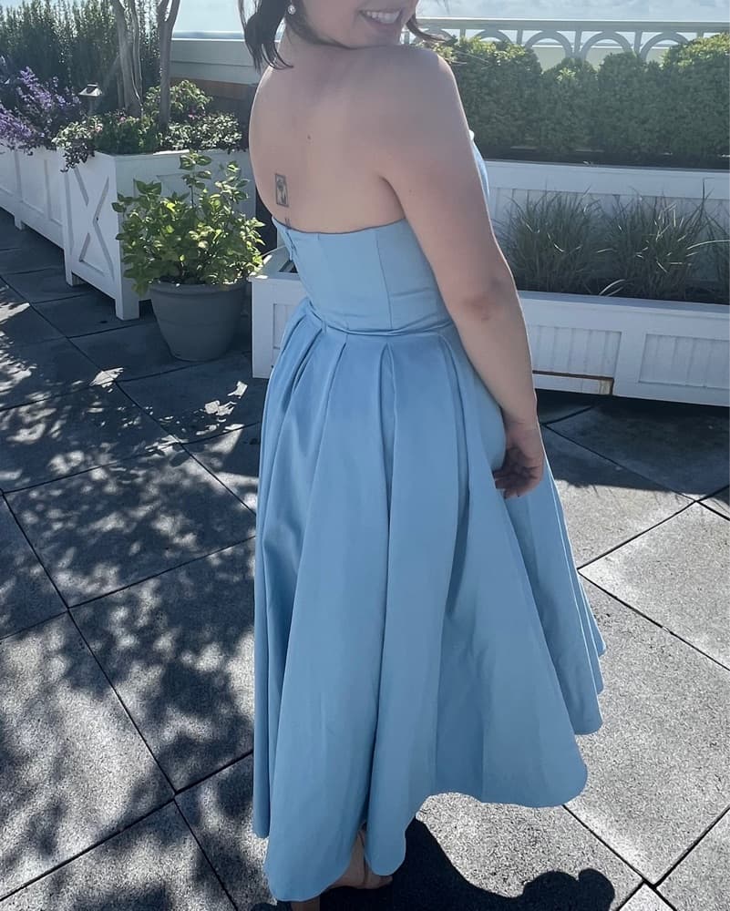 House Of CB Strapless Blue Midi Dress  - Image 3