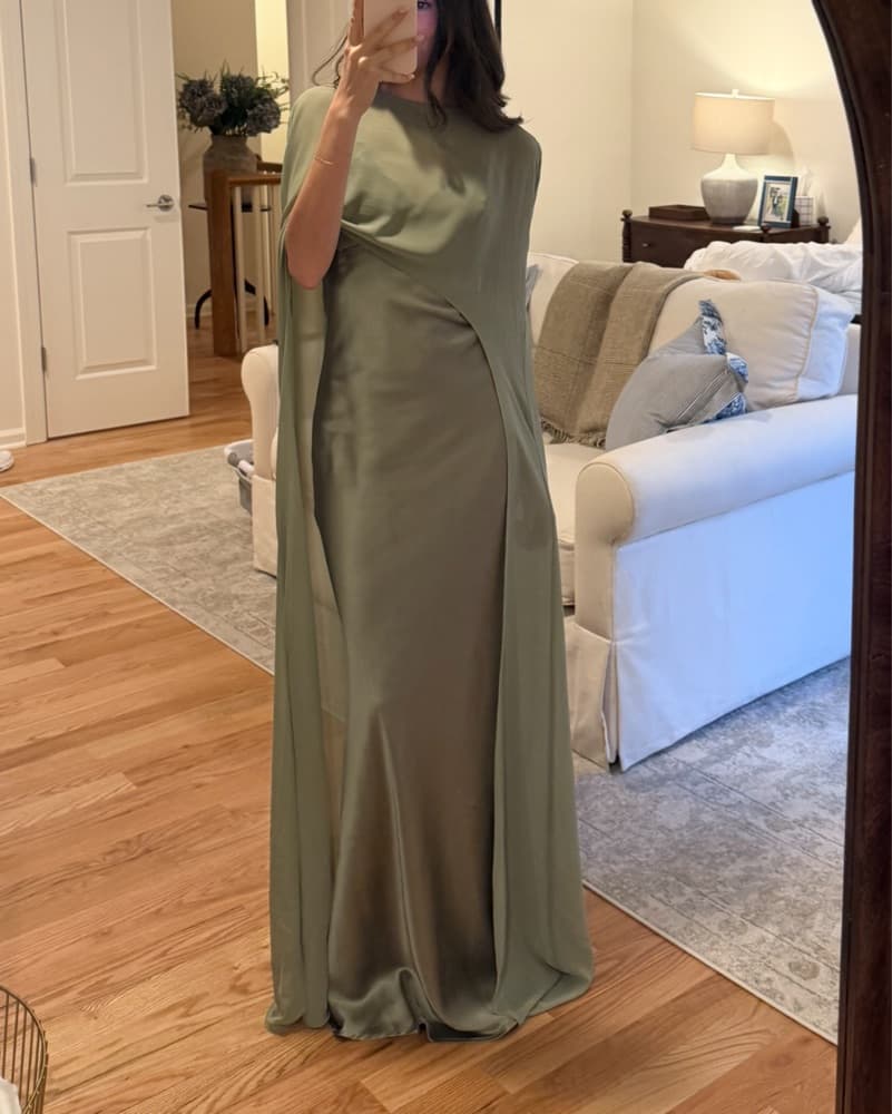 Lulus Green Cape Gown - Image 1