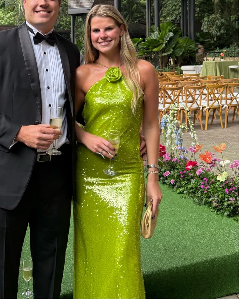 Green long sequin dress - Image 1