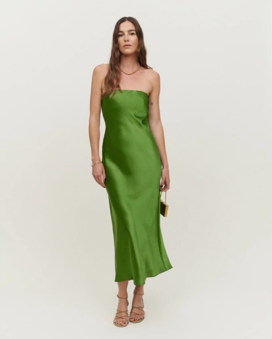 Reformation Green Strapless Midi - Image 1