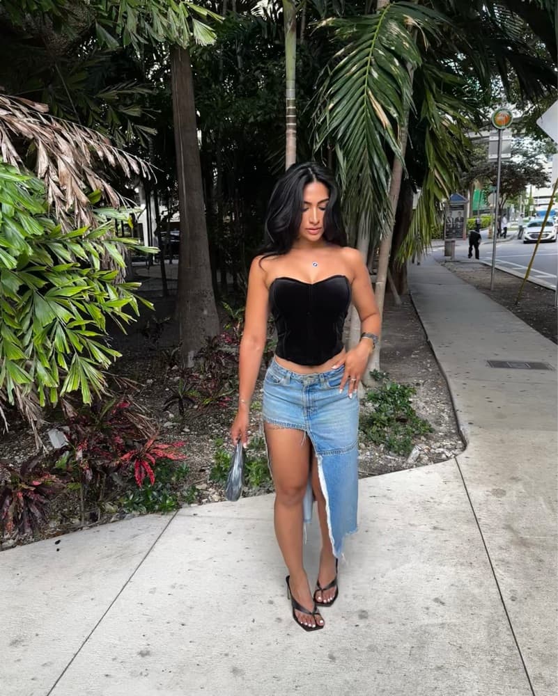 Assyemtrical Denim Skirt  - Image 1