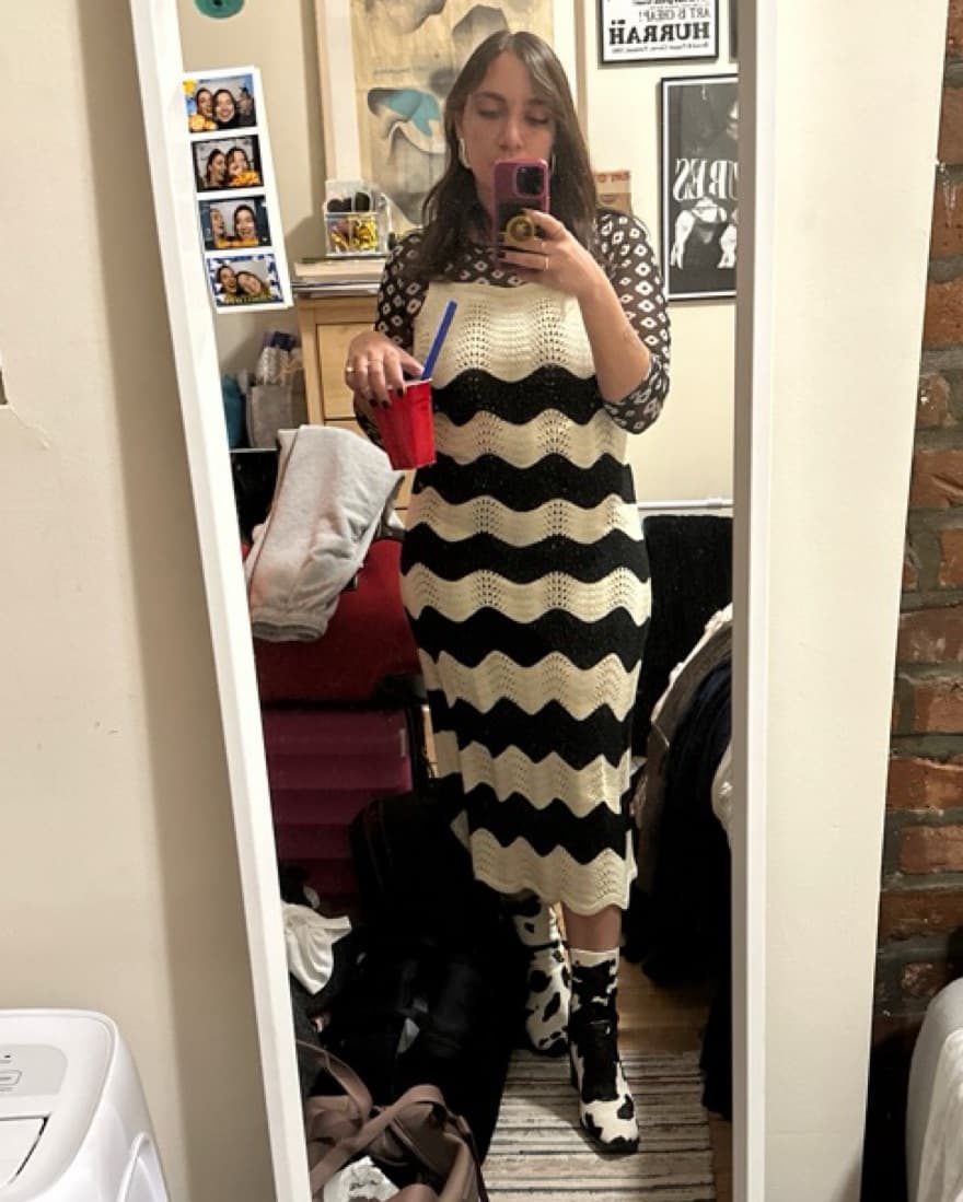 Squiggle Stripe Crochet Dress - Image 1