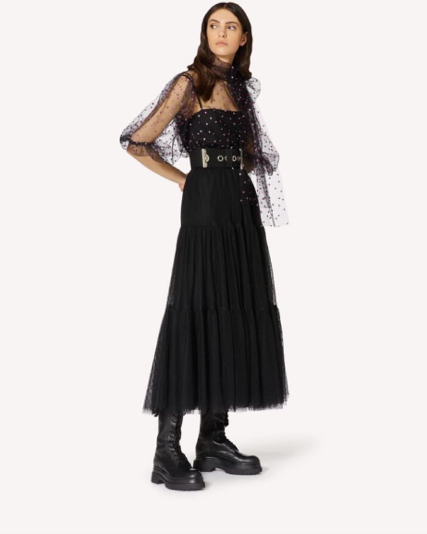 Red Valentino Gliter Polka Dot Tulle Top - Image 4
