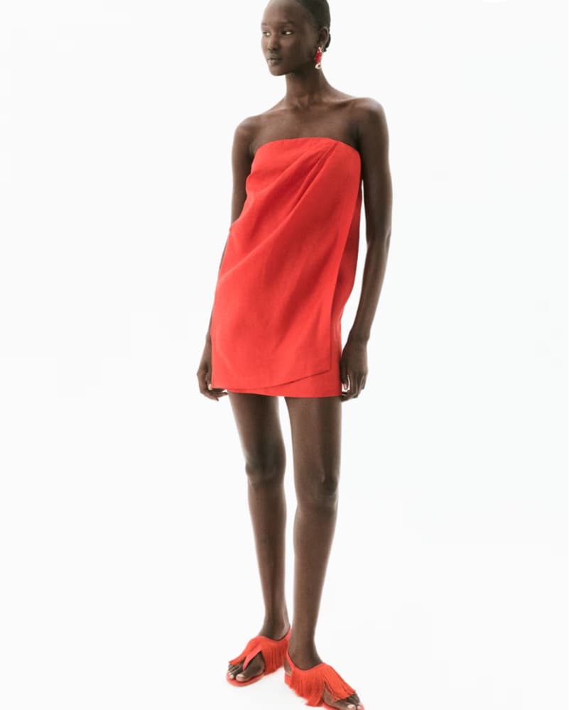 LINEN BANDEAU DRESS - Image 1