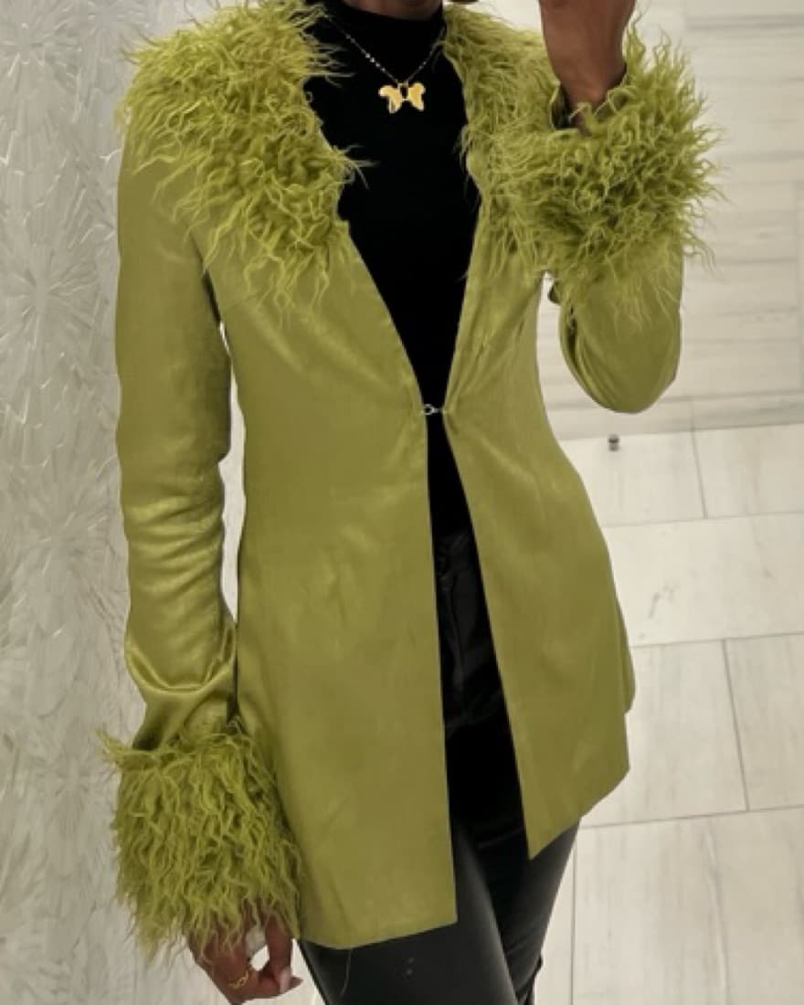 Elsie & Fred Chartreuse Silk Jacket - Image 1