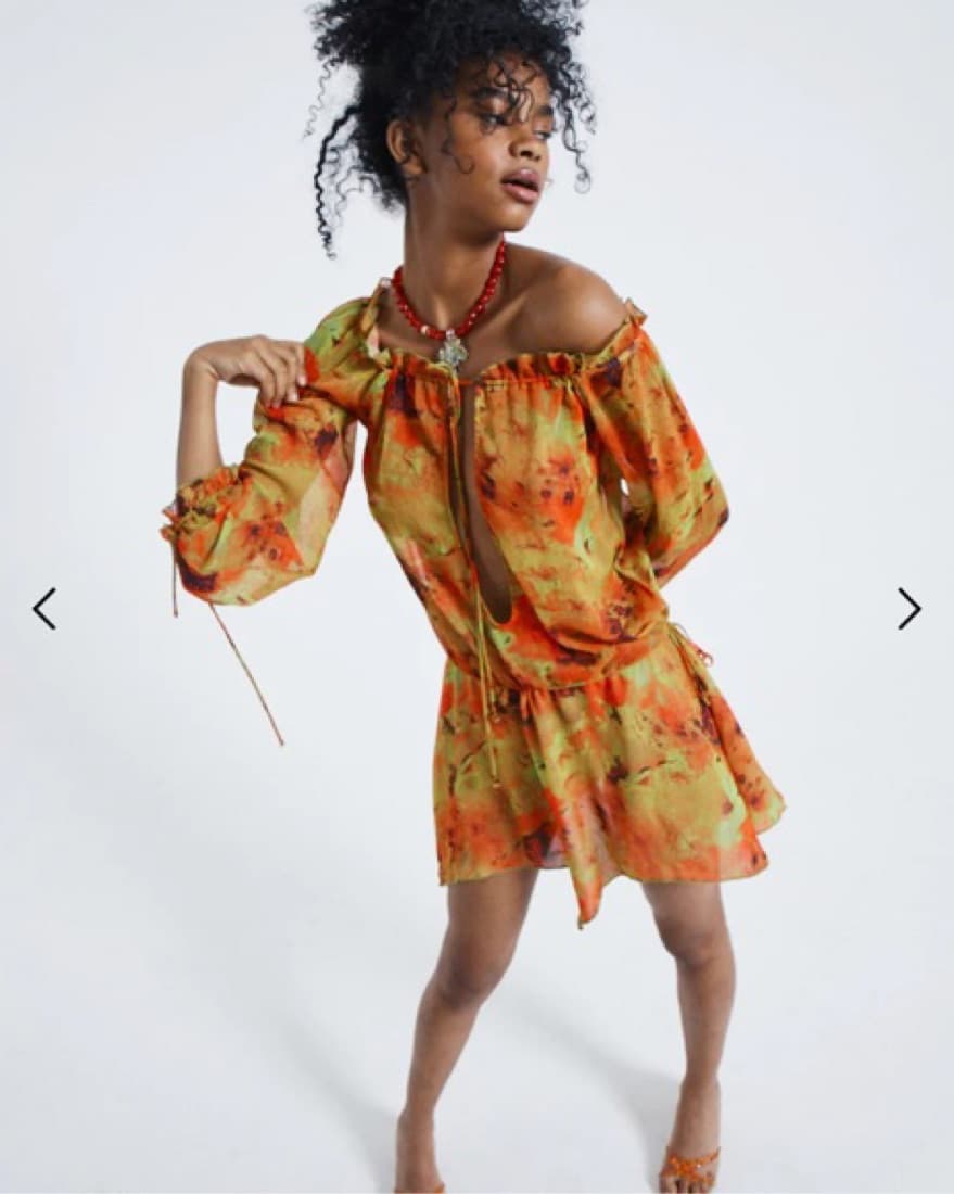 LOCO PRINT BARDOT DRESS - Image 1
