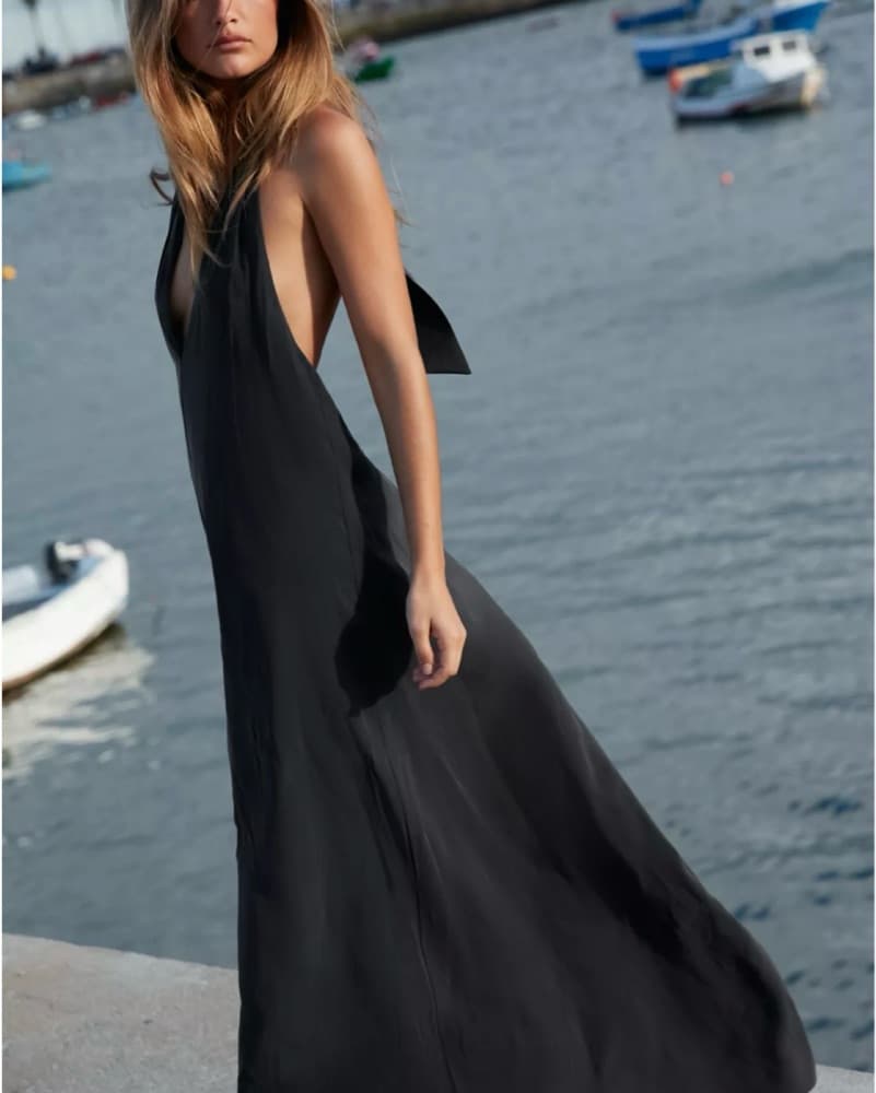 Red Low Back Halter Resort Dress Zara - Image 4