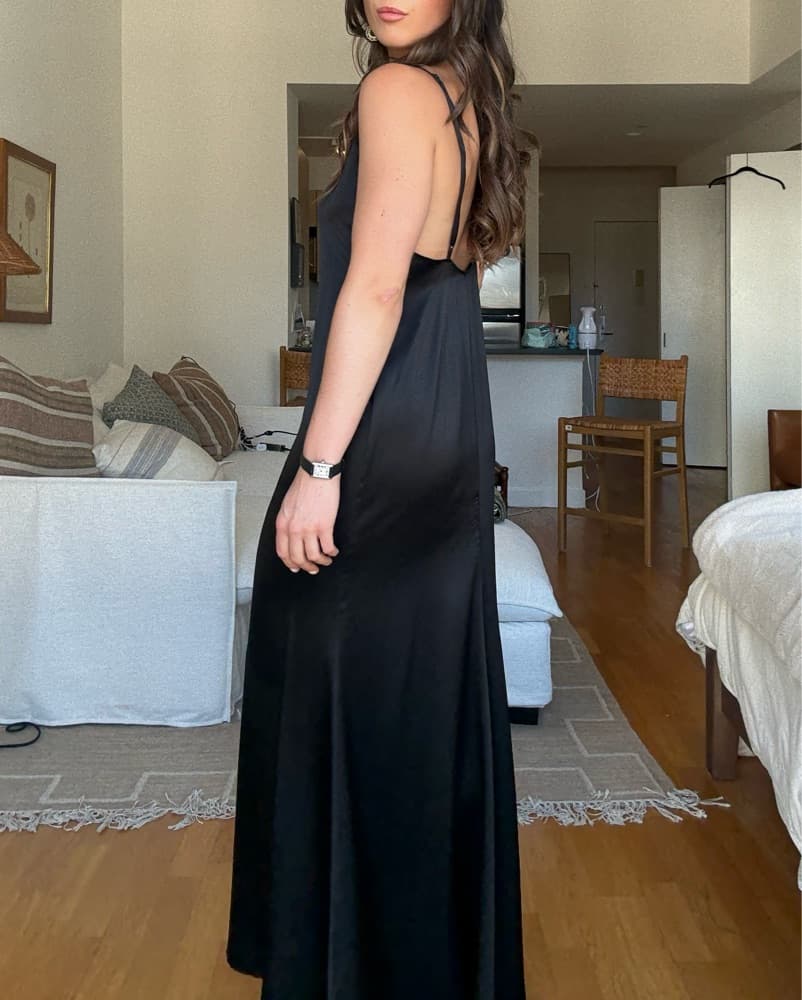 Reformation Black Silk Long Dress  - Image 3