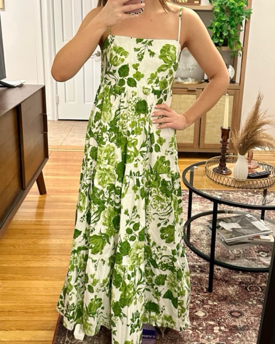 Reformation green floral tiered dress XS - Image 1