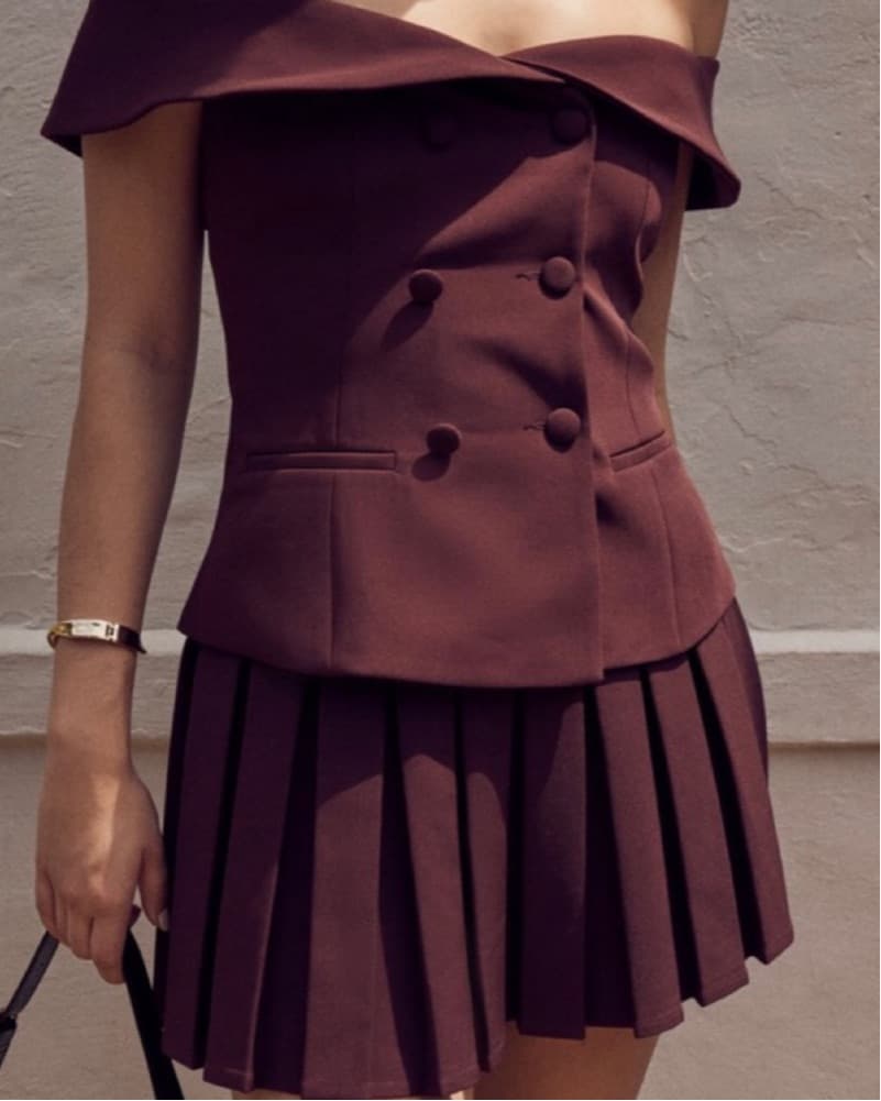 Captivating Burgundy Off-Shoulder Ensemble - Image 2