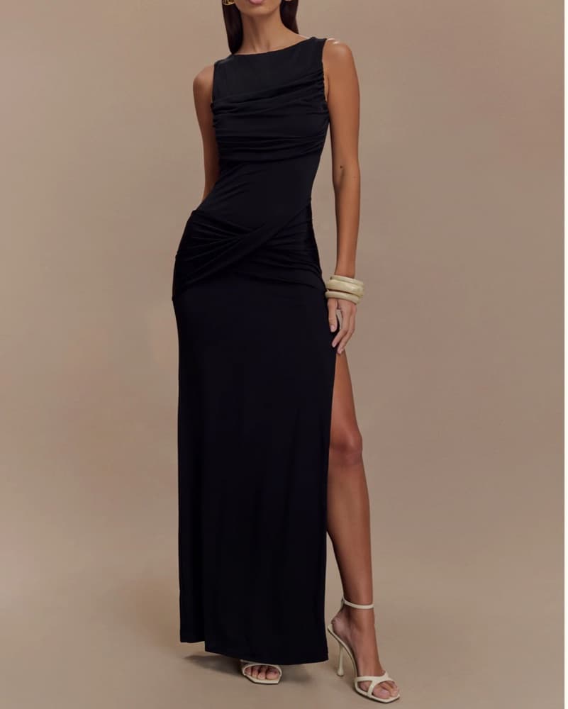 Meshki Henley Slinky Drape Maxi Dress - Image 1