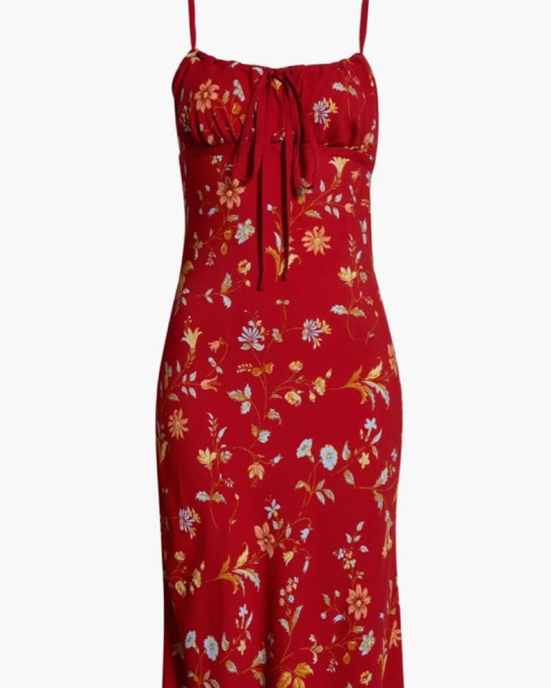 Red Reformation Floral Dress - Image 1
