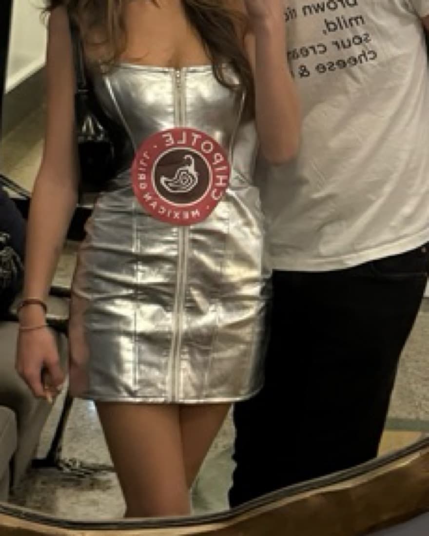 Metallic silver mini dress - Image 3
