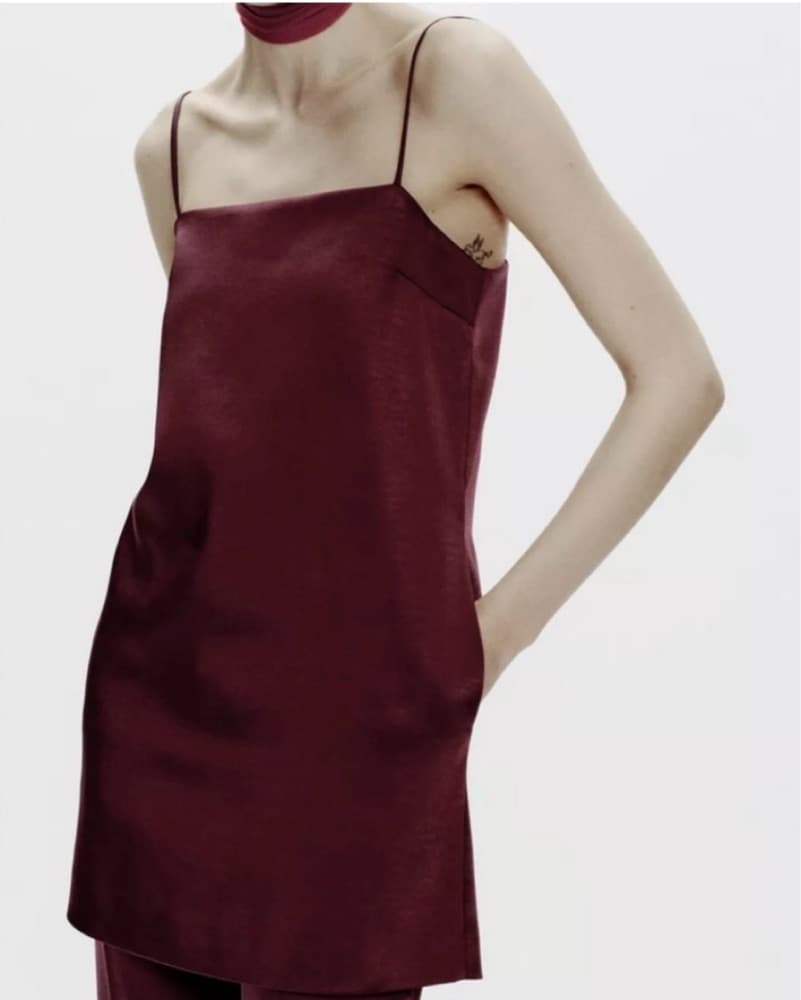  Burgundy Slip Mini Dress - Image 2