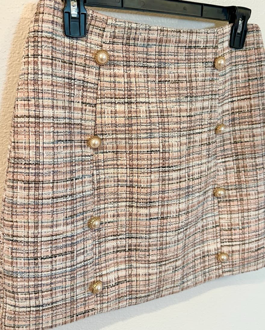 Pink Lily Tweed Mini Skirt - Image 5
