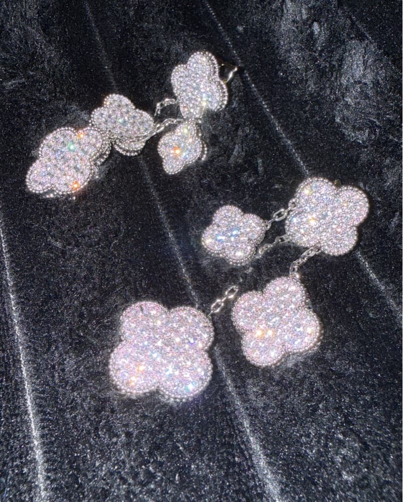 Van Cleef Replica Pave Alhambra Earrings - Image 5