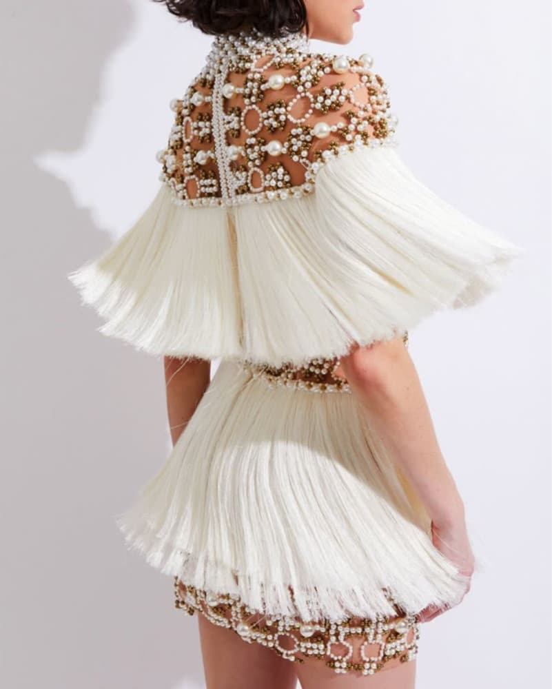 NWT PatBo Hand Beaded Fringe Dress - Image 4