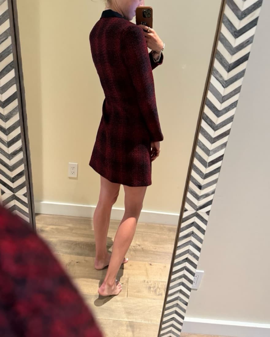 Maje Red And Navy Tweed Work Dress - Image 5