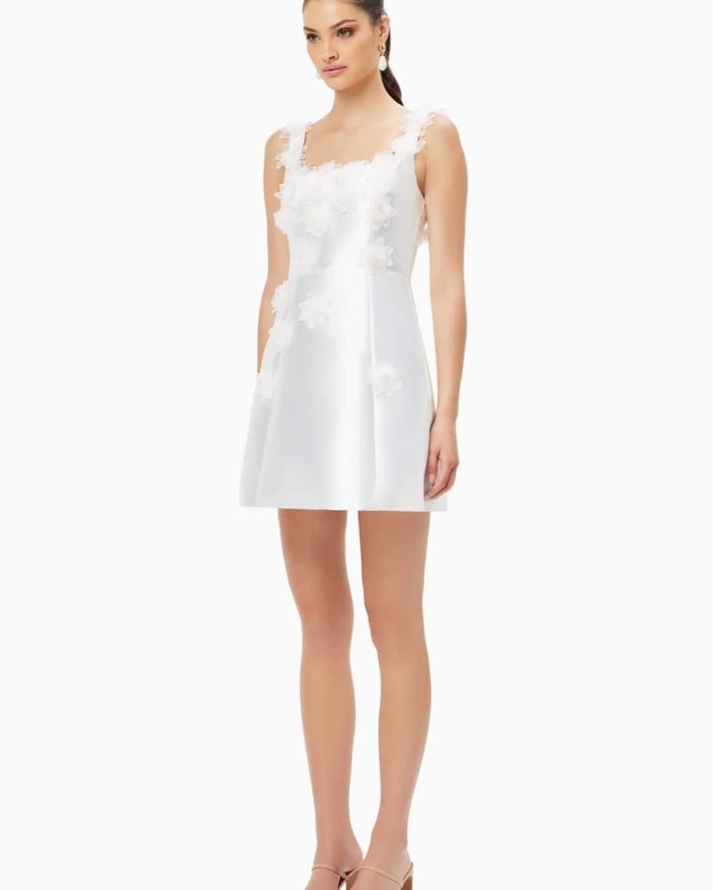 ELLIATT Elder Floral Detail White Dress - Image 2