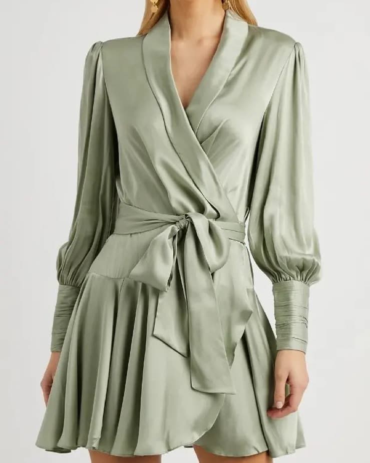Zimmermann Wrap Dress Light Green Sage - Image 3