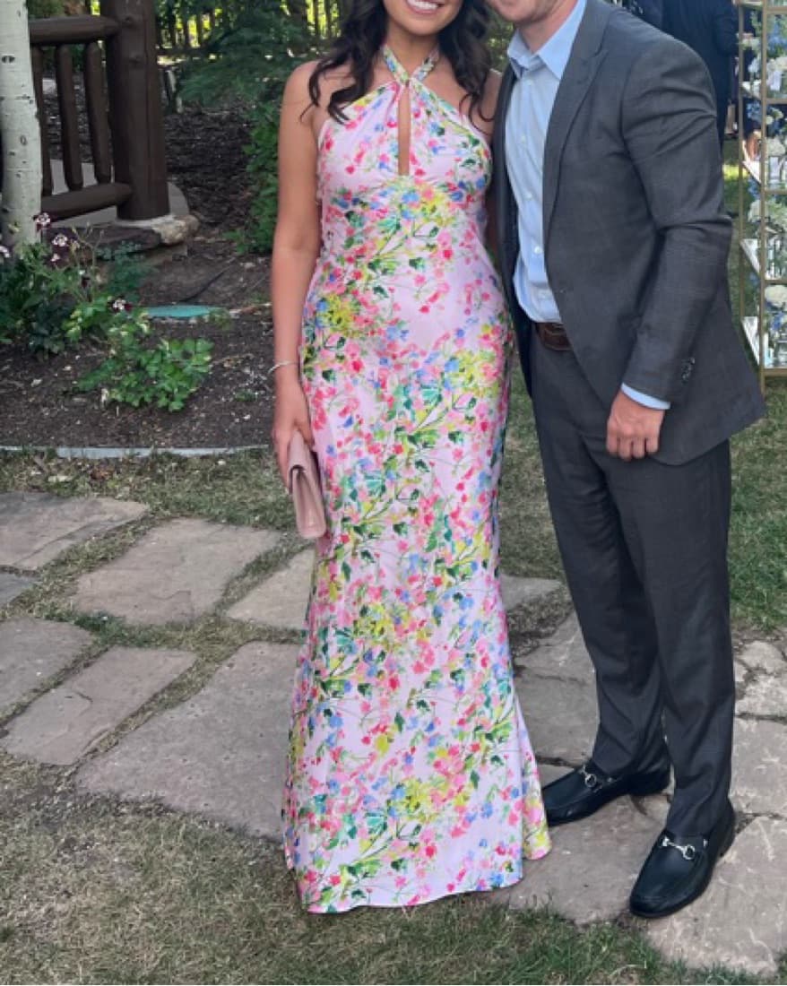 ML MONIQUE LHUILLIER Pink Floral Halter  - Image 1