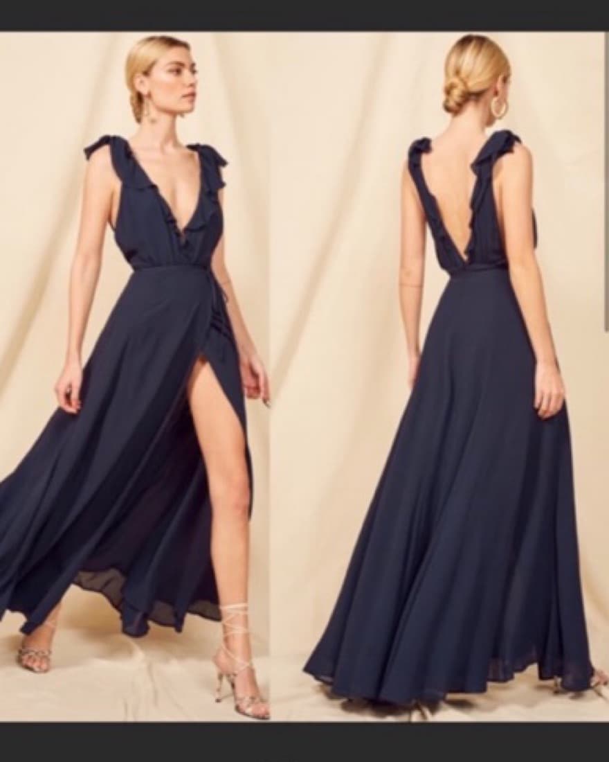 Reformation Navy Peppermint Dress Small - Image 2
