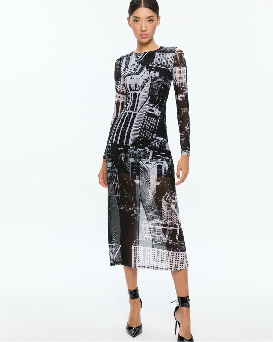 LONG SLEEVE MIDI DRESS - Image 1