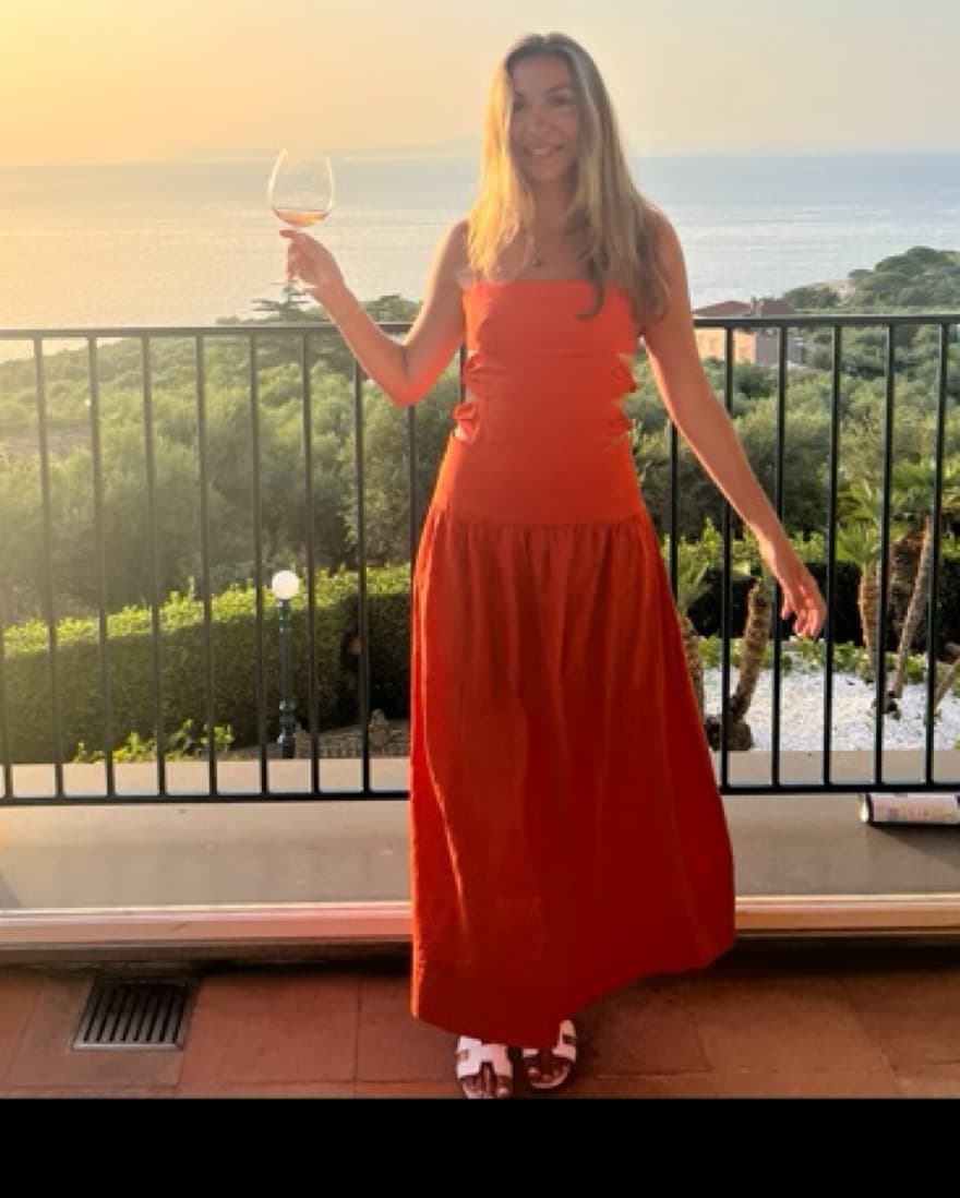 Farm Rio Orange Cutout midi Dress - Image 1