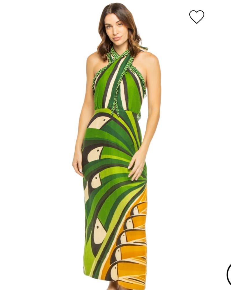Farm Rio Linen Toucan Tree Midi Dress - Image 1